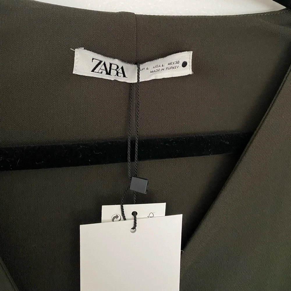 New! Zara Zippered Long Green Dress - Picture 7 of 7